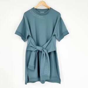 Taylor Swift Mirrorball Folklore T-Shirt Dress Blue Tie Waist Size Medium